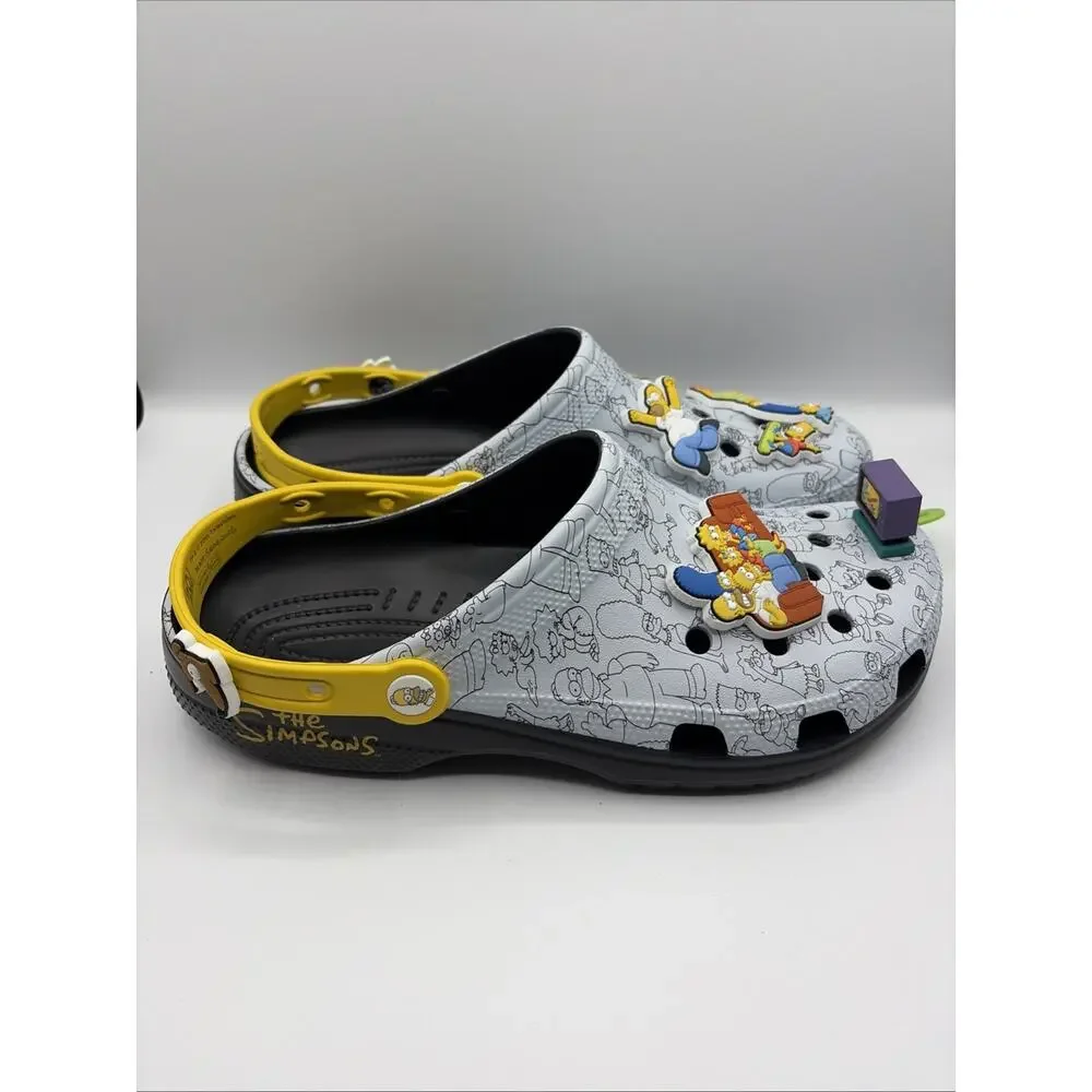 Crocs Unisex The Simpsons Classic Clogs w/ Exclusive Charms Comfort Slip On M 12